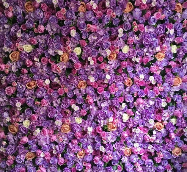 Purple Flower Backdrop Wall For Wedding Arrangement Bridal Shower Baby Shower Photography Background Floral Panels 15.75X23.62"