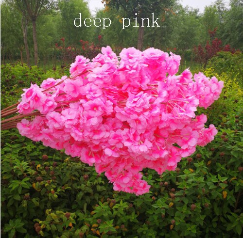 High Quality 5 Stems Length 100cm/39.37" Artificial Simulation Silk Cherry Blossom Wedding Decoration Flowers Sakura Spring