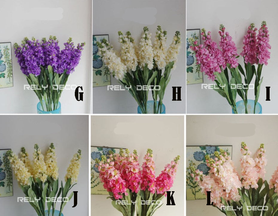 High Quality Hyacinth Flower Artificial Simulation Silk Violet Flower 5 Stems Wedding Home Decoration Flower Length 80cm/31.5"