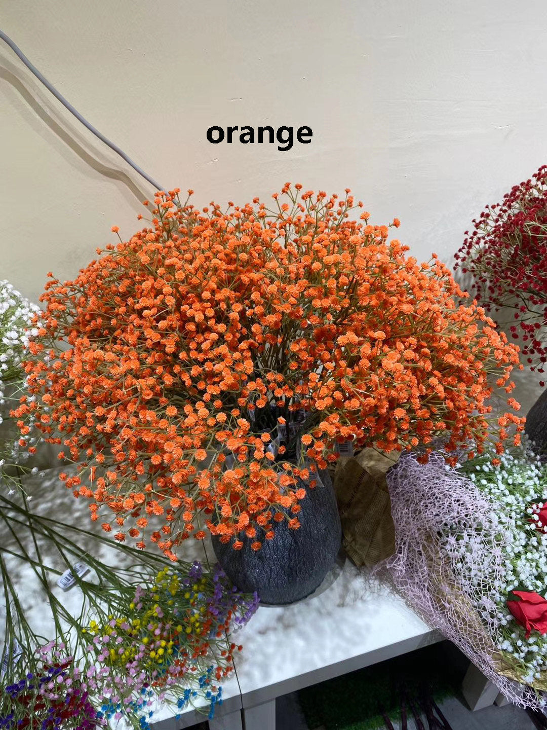 Wholesale 50 stems Babys Breath Bouquet Flowers Wedding Arrangement Decor Table Center Floral Babys Breath Fake Flower 6 colors Avaliable