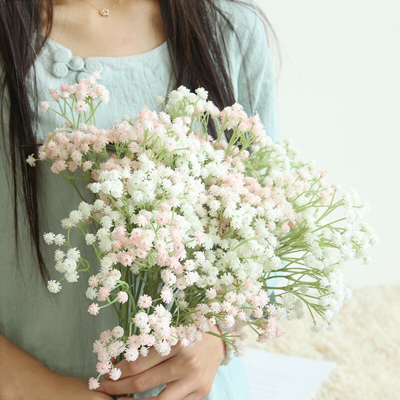High Quality Babys Breath Bouquet Flowers Wedding Arrangement Decor Table Center Floral Babys Breath Fake Flower 12 Stems