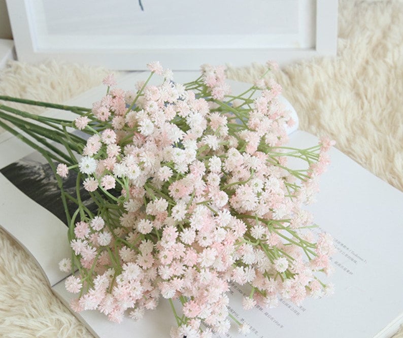 High Quality Babys Breath Bouquet Flowers Wedding Arrangement Decor Table Center Floral Babys Breath Fake Flower 12 Stems