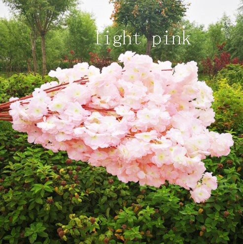 High Quality 5 Stems Length 100cm/39.37" Artificial Simulation Silk Cherry Blossom Wedding Decoration Flowers Sakura Spring