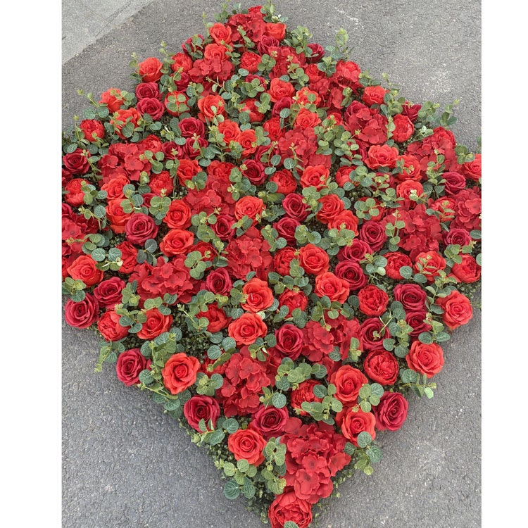 Red Flower Wall For Wedding Backdrop Arrangement Decor Special Event Bridal Shower Photography Decor Floral Wall Panels 15.75 x23.62inch