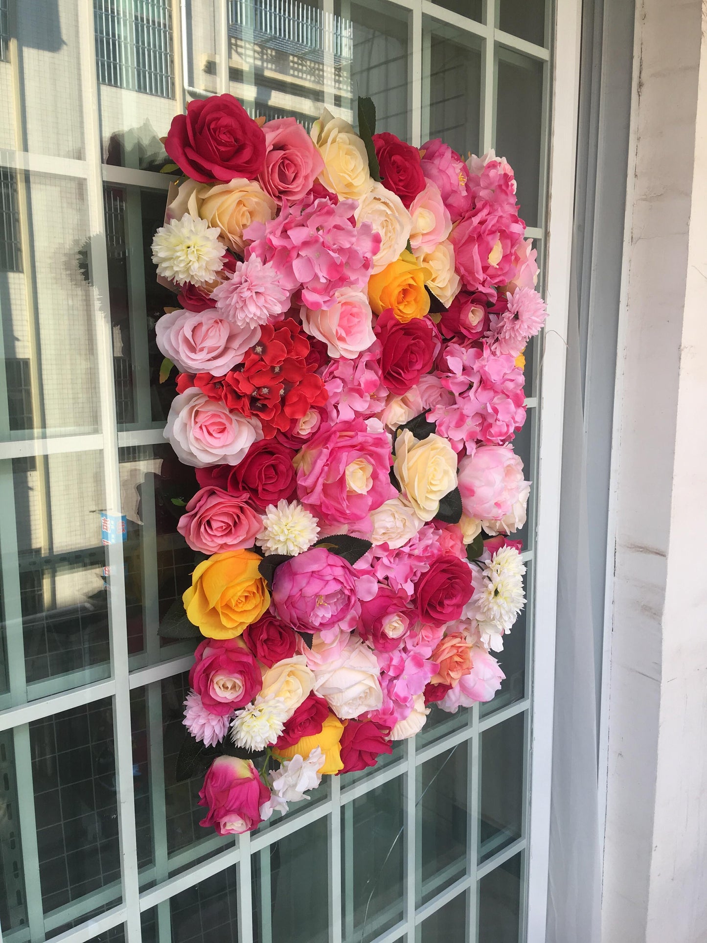 Floral Wall For Wedding Arrangement Fake Flower Wall Backdrop Bridal Shower Event Salon Party Photography Panel 15.75"x23.62"
