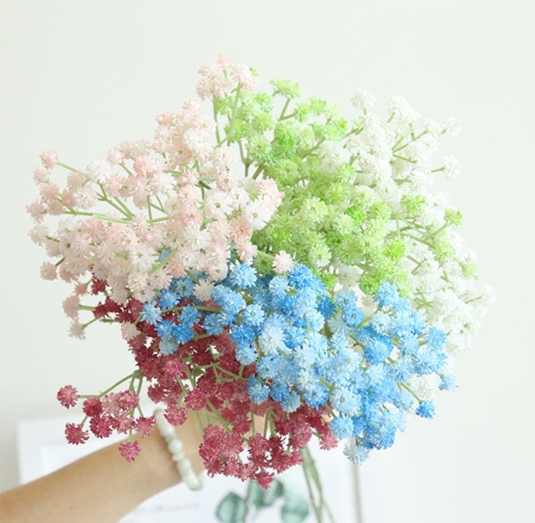 High Quality Babys Breath Bouquet Flowers Wedding Arrangement Decor Table Center Floral Babys Breath Fake Flower 12 Stems