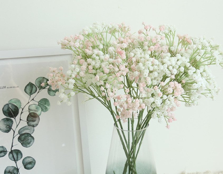 High Quality Babys Breath Bouquet Flowers Wedding Arrangement Decor Table Center Floral Babys Breath Fake Flower 12 Stems