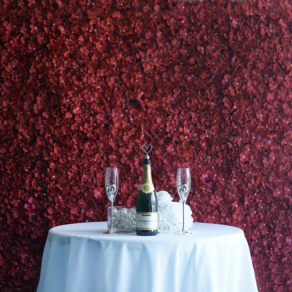 Wholesale Wine Red Hydrangea Flower Wall for Wedding Photography Backdrop Special Event Salon Arrangement Decor Floral Panels 40x60cm