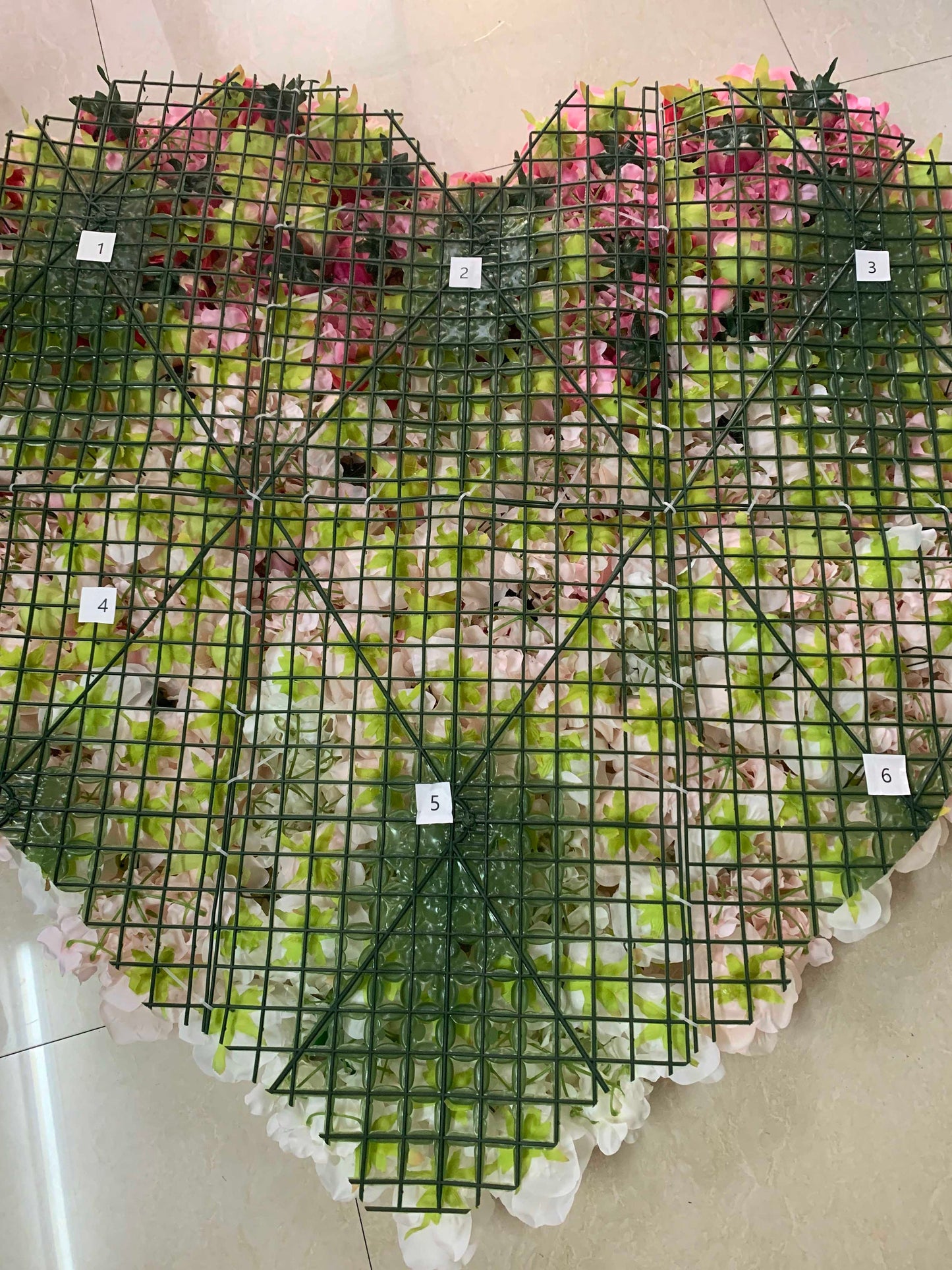 Heart Fake Floral Wall Gradual Color Change Backdrop Panel for Wedding Arrangement Bridal Shower Event Salon Party Photography