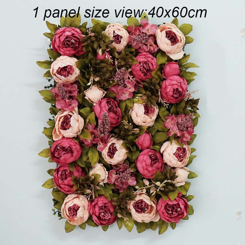 Peony Flower Wall For Wedding Photography Backdrop Artificial Simulation Green Plants Wall for Special Event Party Decor Panels 40x60cm