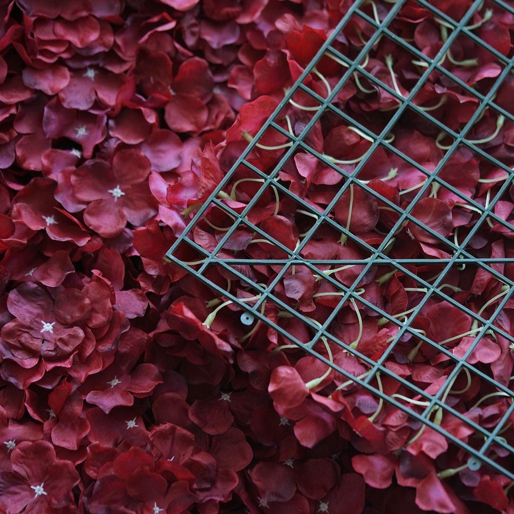 Wholesale Wine Red Hydrangea Flower Wall for Wedding Photography Backdrop Special Event Salon Arrangement Decor Floral Panels 40x60cm