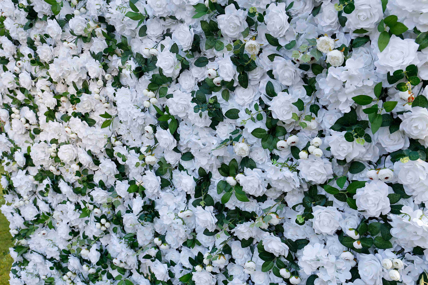 White Flower Wall for Wedding Photography Backdrop Artificial Simulation Rose Wall for Special Event Party Decor Panels 15.75"x23.62"