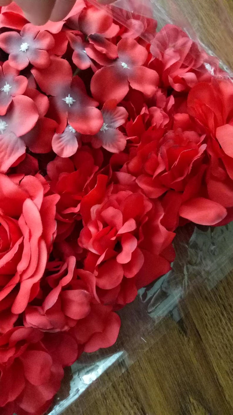 Red Flower Wall For Wedding Romantic Photography Backdrop Baby Shower Special Event Arrangement Floral Panels 40cmx60cm