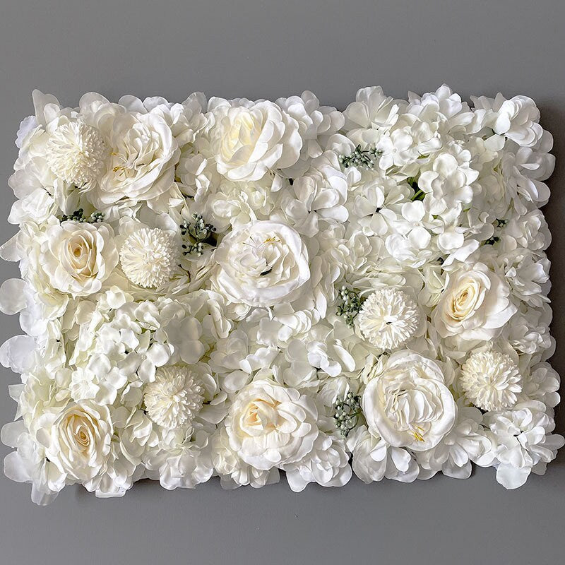 Cream White Flower Wall Artificial Flower Panel Home Shop Party Holiday Wall Decor Photography Backdrop Setting Floral Wall 40x60cm