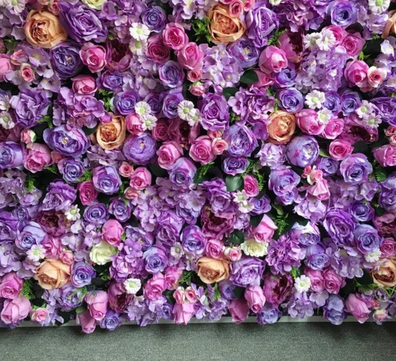 Purple Flower Backdrop Wall For Wedding Arrangement Bridal Shower Baby Shower Photography Background Floral Panels 15.75X23.62"