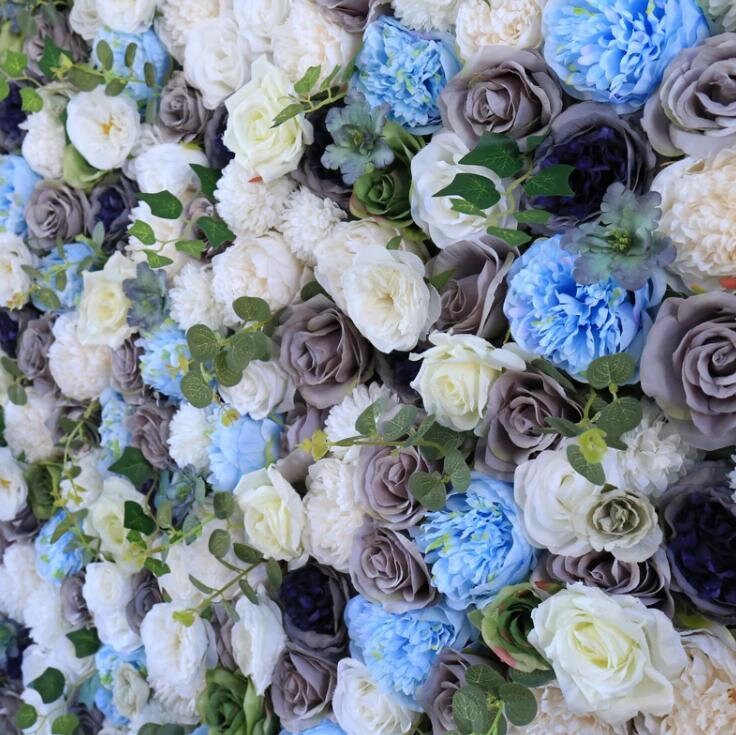 Grey And Blue Flower Wall For Romantic Wedding Photography Backdrop Baby Shower Special Event Decor Floral Panels 40*60cm