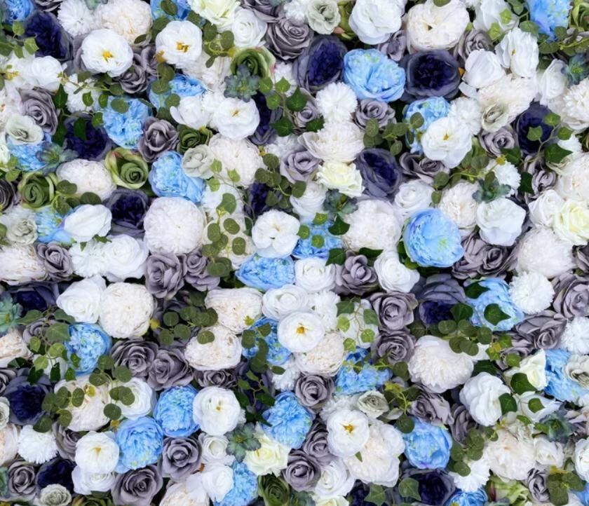 Grey And Blue Flower Wall For Romantic Wedding Photography Backdrop Baby Shower Special Event Decor Floral Panels 40*60cm