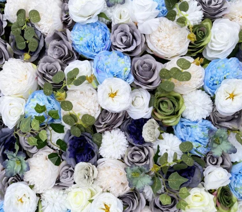 Grey And Blue Flower Wall For Romantic Wedding Photography Backdrop Baby Shower Special Event Decor Floral Panels 40*60cm