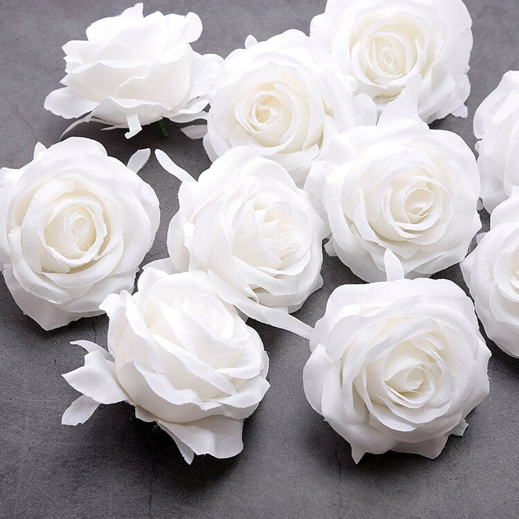30Heads Black /White Wedding Flowers Artificial Simulation Rose Camellia Heads DIY Home Party Decor Fake Florals Diam.8cm