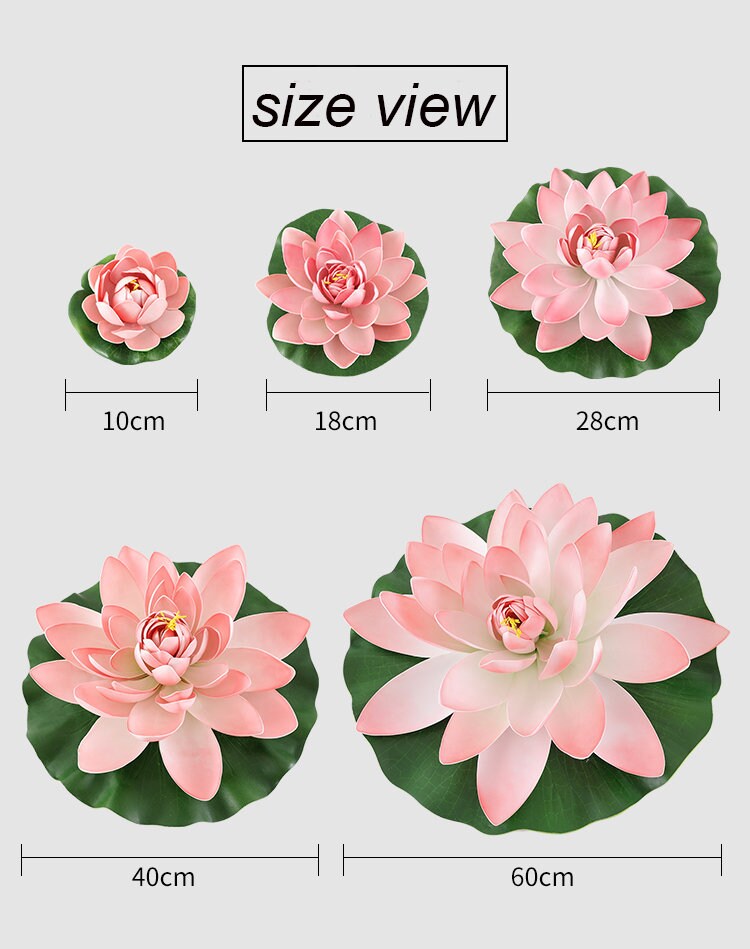 light Pink Lotus Artificial Simulation lotus Flowers PE Foam Water Lily Floating Pool Fake Flowers Wedding Home Garden Pool Decoration