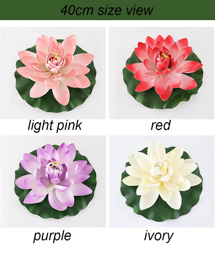 light Pink Lotus Artificial Simulation lotus Flowers PE Foam Water Lily Floating Pool Fake Flowers Wedding Home Garden Pool Decoration