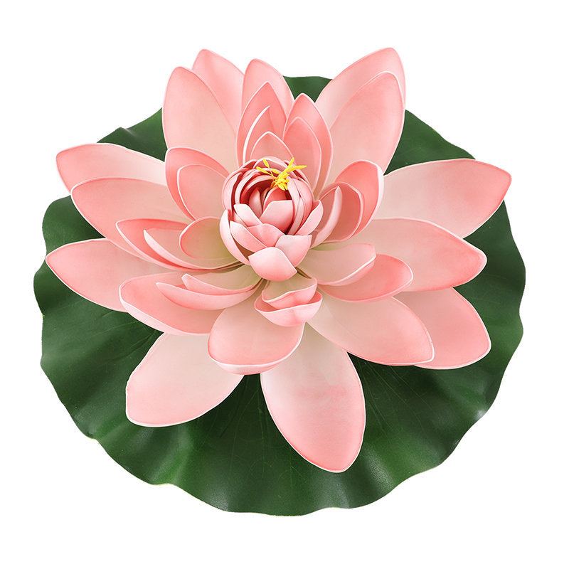 light Pink Lotus Artificial Simulation lotus Flowers PE Foam Water Lily Floating Pool Fake Flowers Wedding Home Garden Pool Decoration