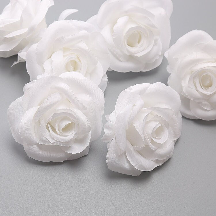 30Heads Black /White Wedding Flowers Artificial Simulation Rose Camellia Heads DIY Home Party Decor Fake Florals Diam.8cm