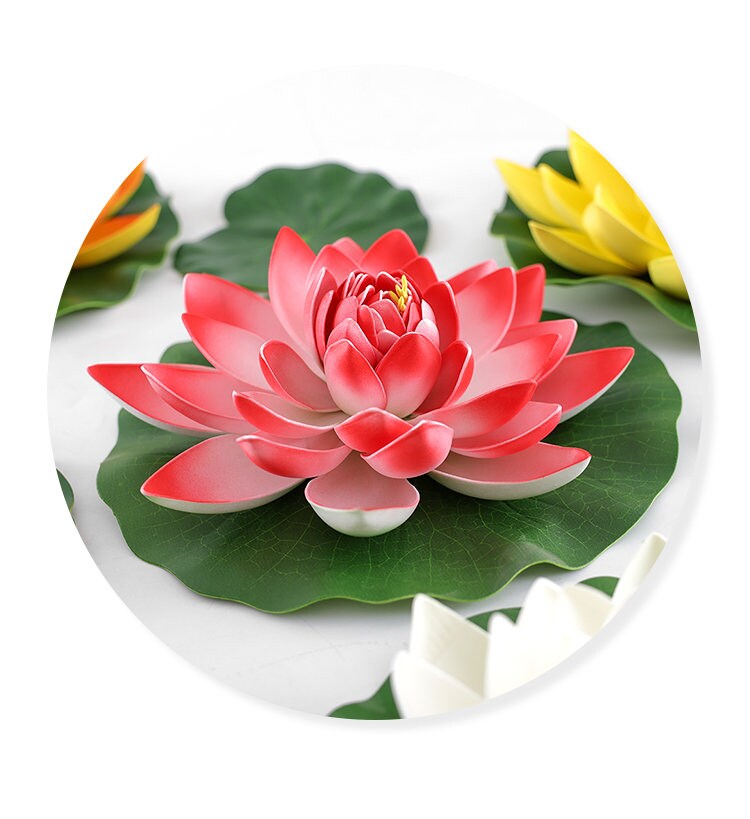 Red Lotus Artificial Simulation lotus Flowers PE Foam Water Lily Floating Pool Fake Flowers Wedding Home Garden Pool Decoration