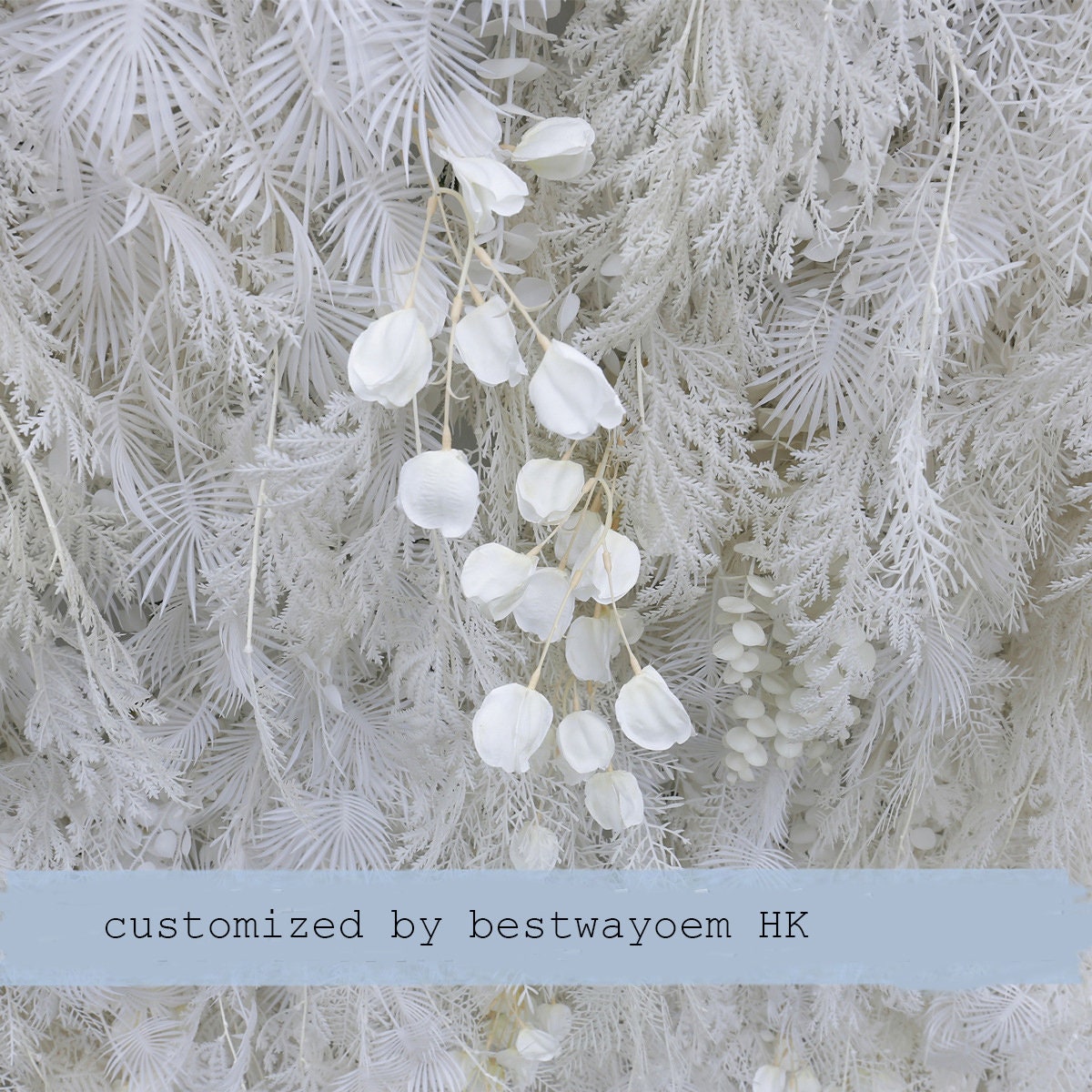 3D White Misty Smog Pampas Flower Wall For Wedding Arrangement Event Salon Party Photography Backdrop Fabric Rolling Up Curtain Fabric Cloth