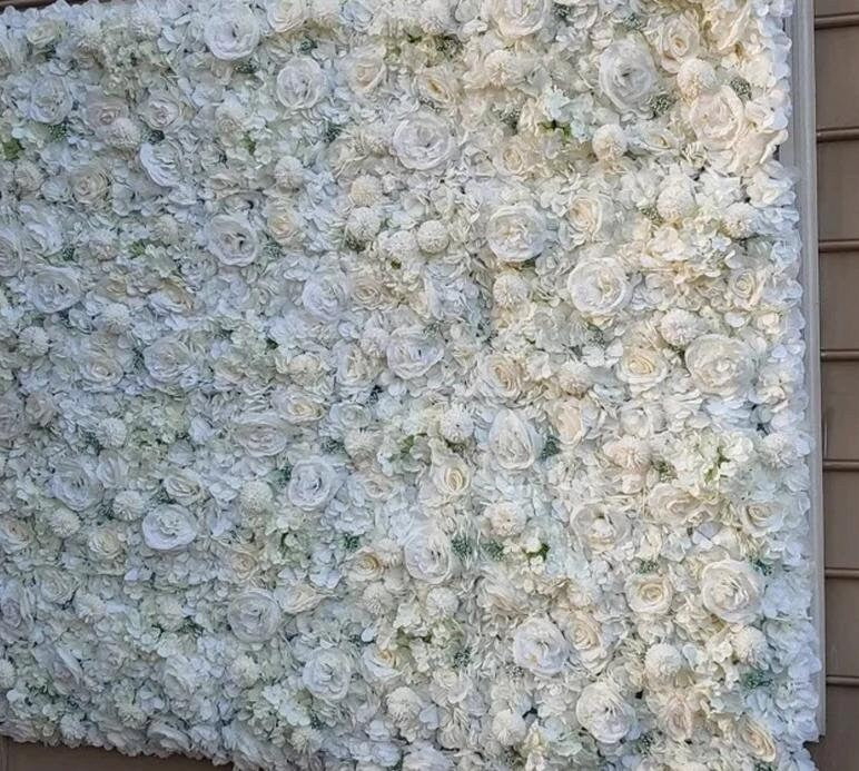 Cream White Flower Wall Artificial Flower Panel Home Shop Party Holiday Wall Decor Photography Backdrop Setting Floral Wall 40x60cm