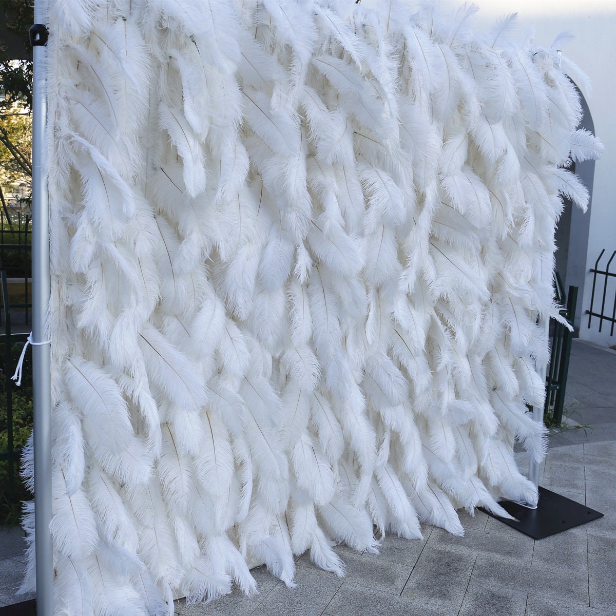3D White Feather Wall On Cloth Fabric Wedding Party Photo Backdrop Bridal Shower Special Event Top Quality Easy Quick Assemble