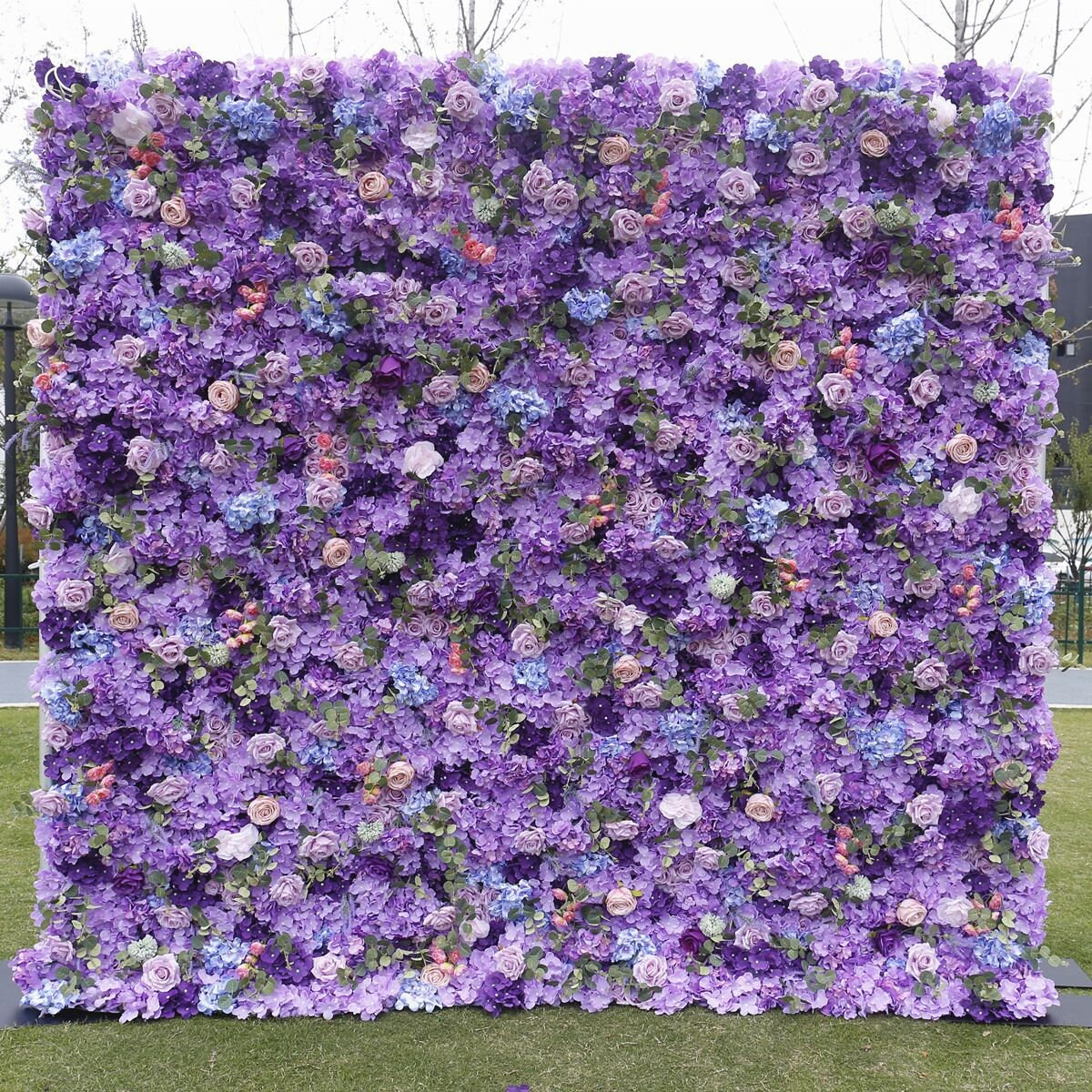 Romatic Violet Flower Wall For Wedding Arrangement Event Salon Party Photography Backdrop Fabric Rolling Up Curtain Fabric Cloth