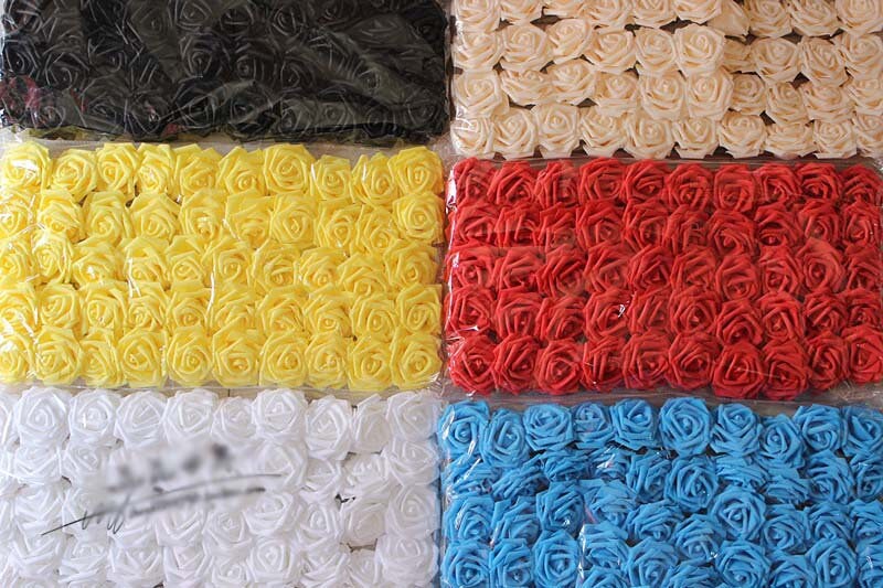 100 pcs PE Foam Rose Diam.7cm/2.76" Bridal Bouquet Wedding Decoration Floral Table Centerpiece Flowers
