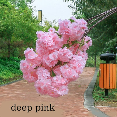 New Arrival 5 Stems Length 100cm/39.37" Artificial Simulation Silk Cherry Blossom Wedding Decoration Flowers Sakura Spring