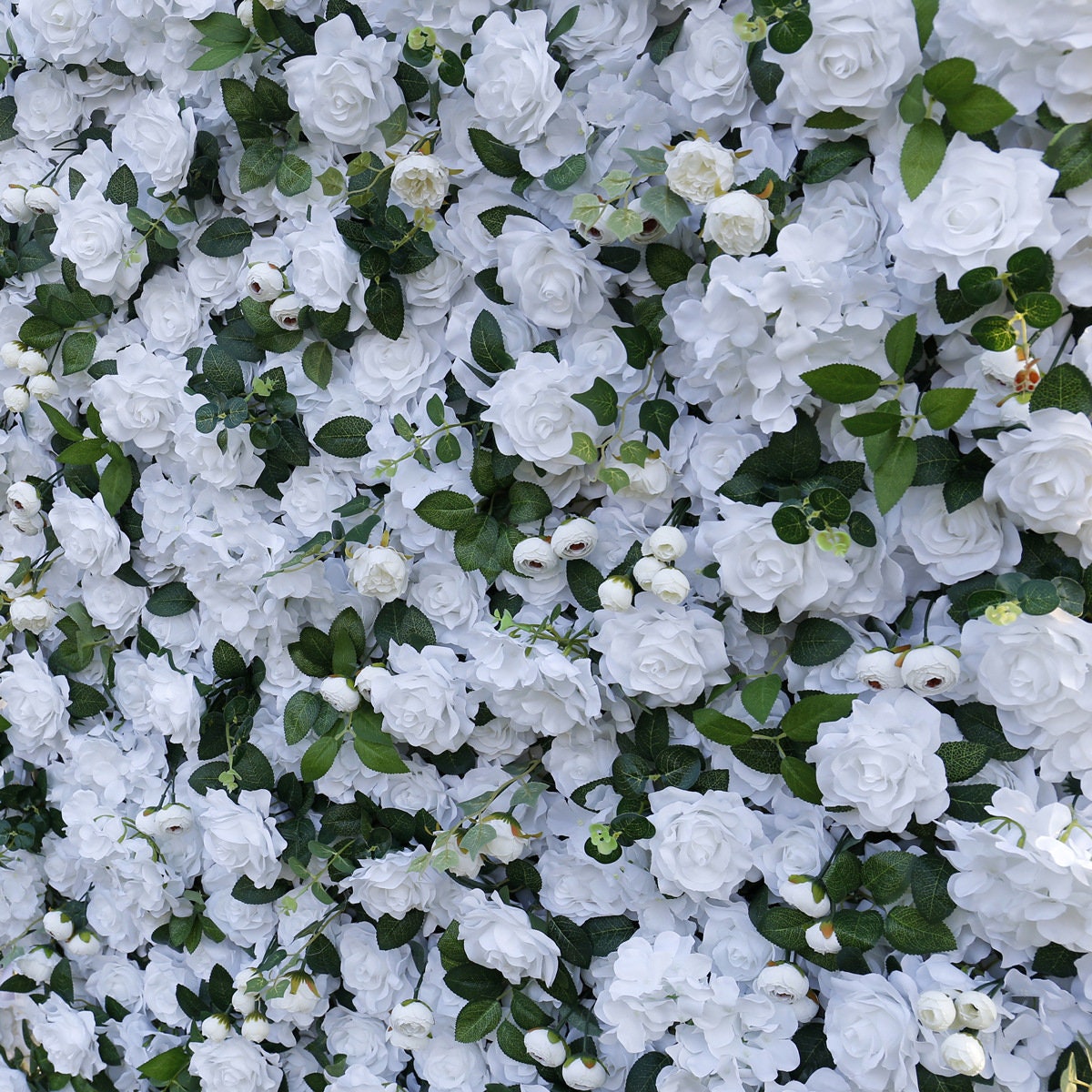 White Flower Wall for Wedding Photography Backdrop Artificial Simulation Rose Wall for Special Event Party Decor Panels 15.75"x23.62"