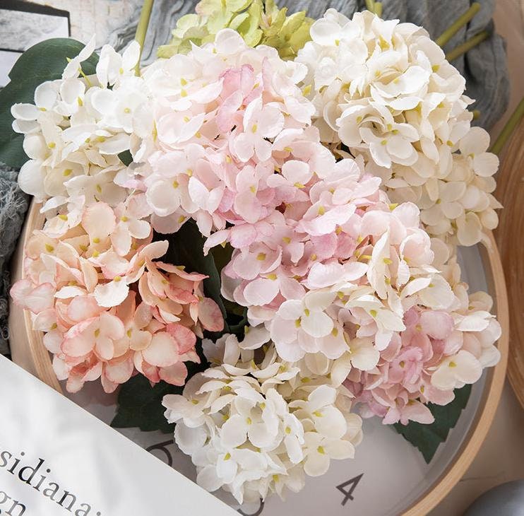 12 Stems Silk Hydrangea Flower 11.8'' Tall, Artificial Hydrangea for Home Decor, Floral Arrangement, Spring Decoration, Centerpieces