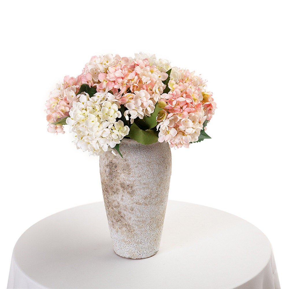 12 Stems Silk Hydrangea Flower 18'' Tall, Artificial Hydrangea for Home Decor, Floral Arrangement, Spring Decoration, Centerpieces
