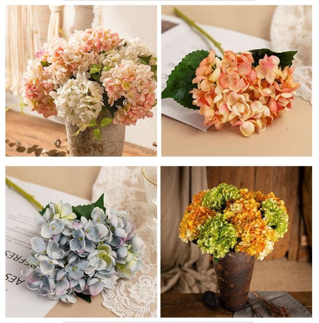 12 Stems Silk Hydrangea Flower 18'' Tall, Artificial Hydrangea for Home Decor, Floral Arrangement, Spring Decoration, Centerpieces