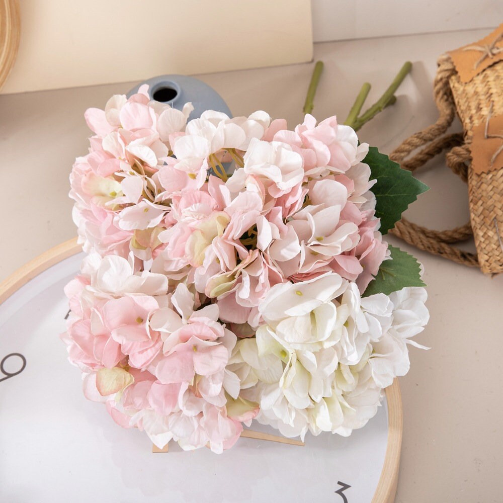 12 Stems Silk Hydrangea Flower 14.6'' Tall, Artificial Hydrangea for Home Decor, Floral Arrangement, Spring Decoration, Centerpieces