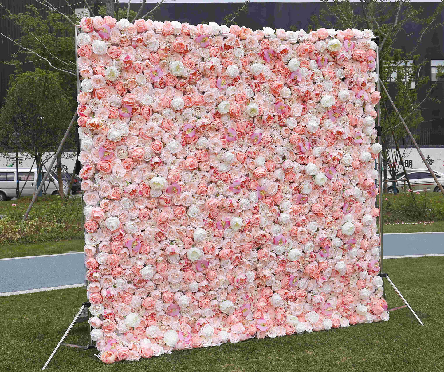 Popular Champagne Pink Flower Wall Wedding Photography Backdrop Special Event Party Boutique Shop Arrangement Decor Floral Panels 40x60cm