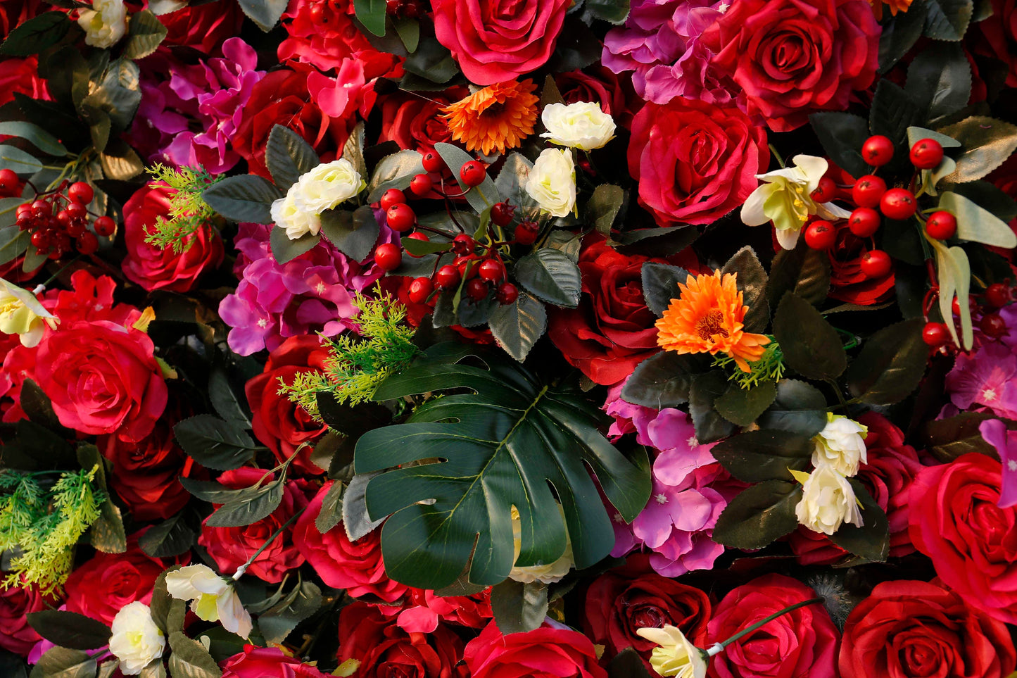 New Design Red Flower Wall For Wedding Arrangement Event Salon Party Photography Backdrop Fabric Rolling Up Curtain Fabric Cloth