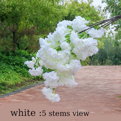 New Arrival 5 Stems Length 100cm/39.37" Artificial Simulation Silk Cherry Blossom Wedding Decoration Flowers Sakura Spring