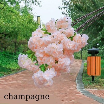 New Arrival 5 Stems Length 100cm/39.37" Artificial Simulation Silk Cherry Blossom Wedding Decoration Flowers Sakura Spring