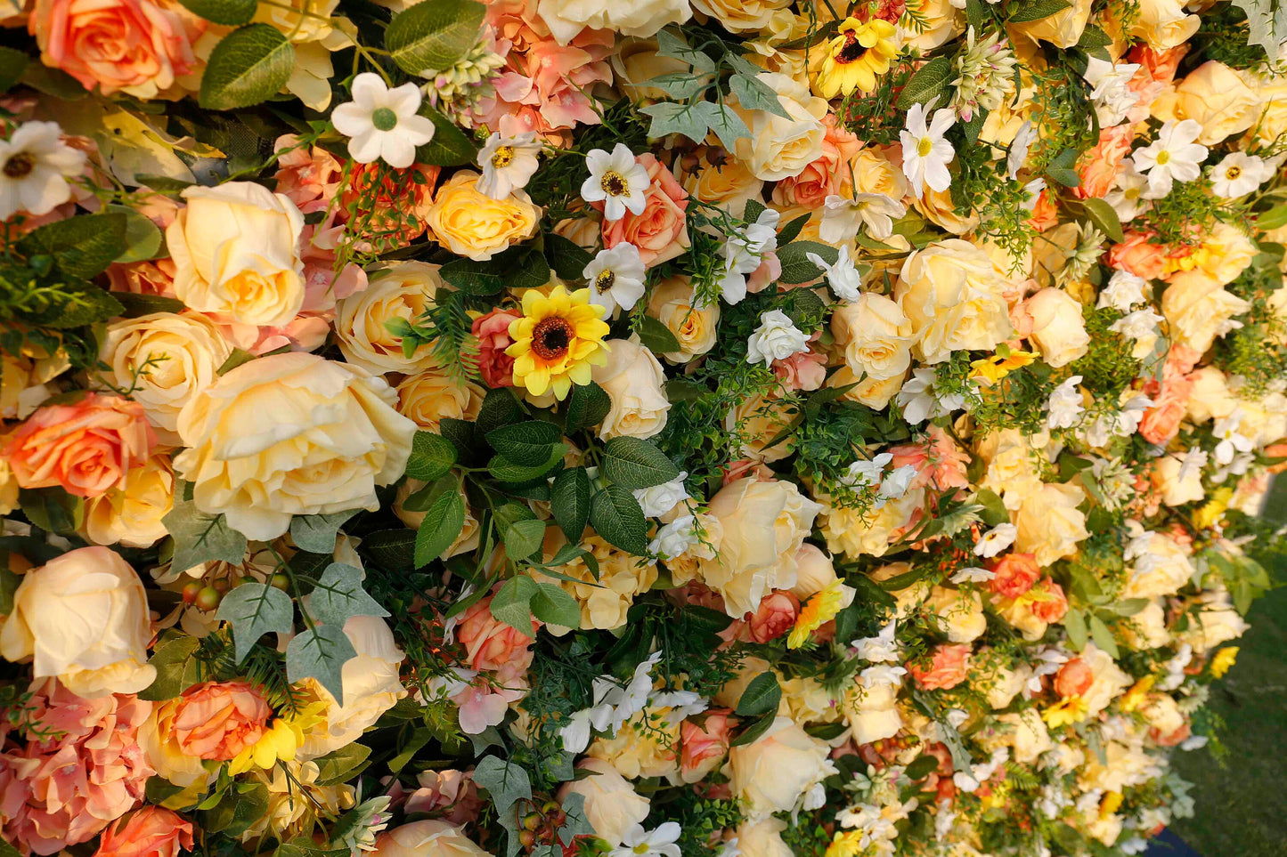 Neues Design Blumenwand für Hochzeitsarrangement, Event, Salon, Party, Fotografie, Hintergrundstoff, aufrollbarer Vorhangstoff, Tuch
