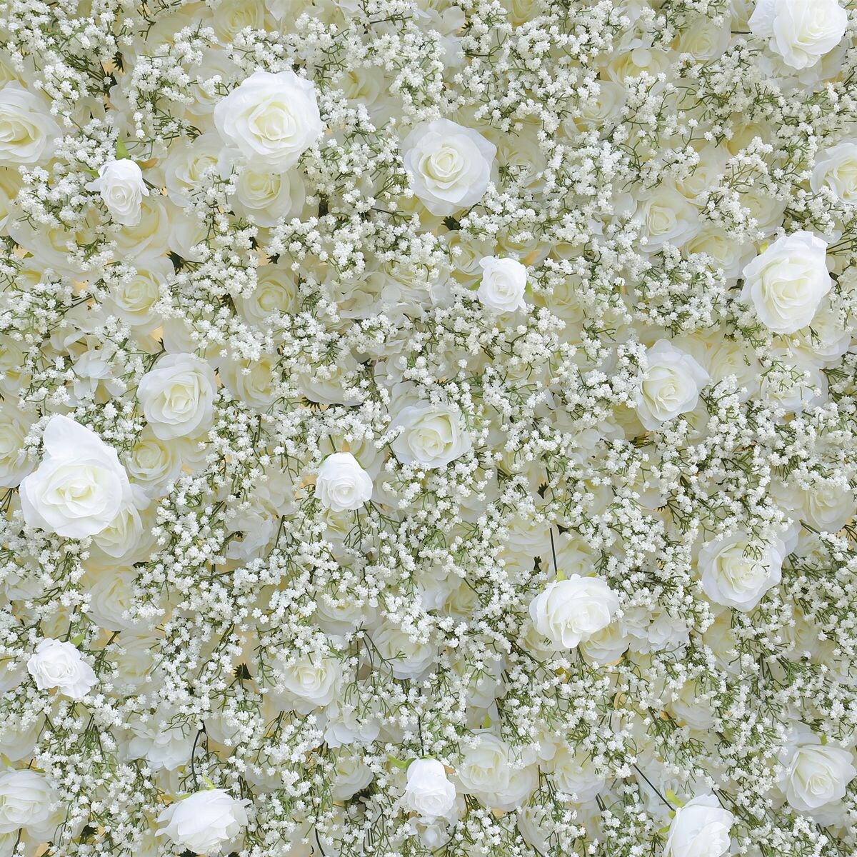 5D White Rose Baby Breaths Mix Flower Wall For Wedding Arrangement Event Salon Party Photography Backdrop Fabric Rolling Up Curtain Cloth