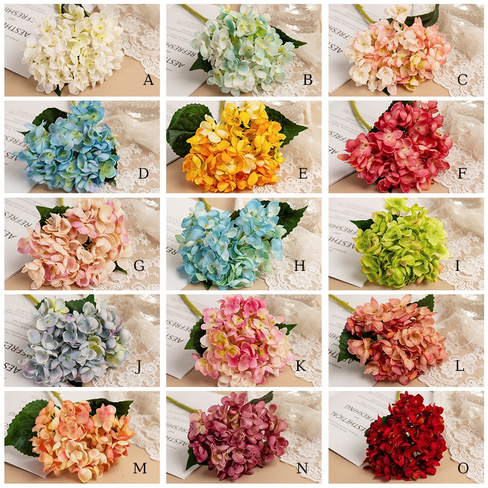 12 Stems Silk Hydrangea Flower 18'' Tall, Artificial Hydrangea for Home Decor, Floral Arrangement, Spring Decoration, Centerpieces