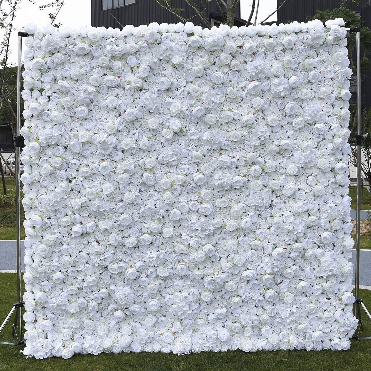 Full White Flower Wall For Wedding Arrangement Bridal Shower Event Salon Party Photography Backdrop Fabric Rolling Up Curtain Fabric Cloth