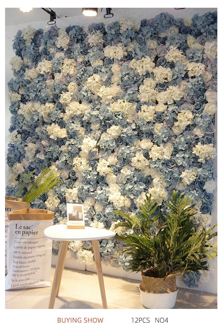 Blue Wedding Flower Wall Panels For Party Special Event Decor Floral Wall Wedding Arrangement Photography Panels 40*60CM