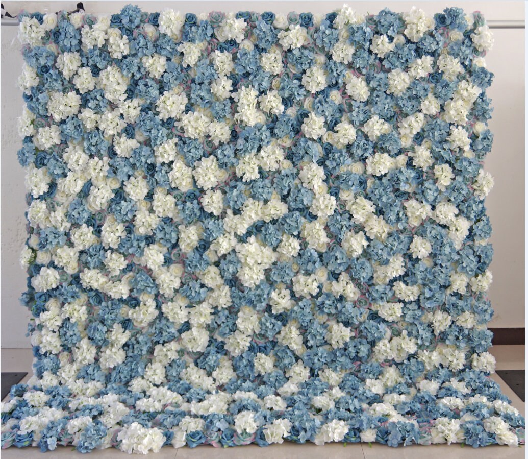Grey Blue Flower Wall For Wedding Arrangement Event Salon Party Photography Backdrop Fabric Rolling Up Curtain Fabric Cloth