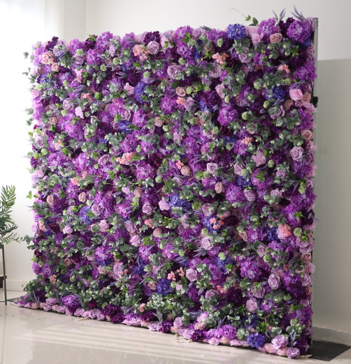 3D Romantic Lavender Flower Wall For Wedding Arrangement Event Salon Party Photography Backdrop Fabric Rolling Up Curtain Fabric Cloth